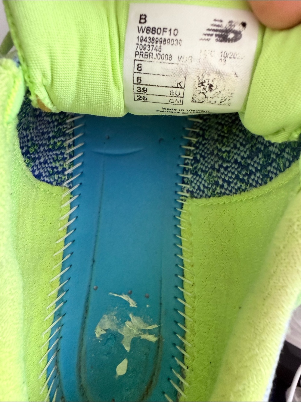 New Balance 880v10 women size 8 Light Blue and Neon Green Women's Athletic Shoes - Picture 8 of 8